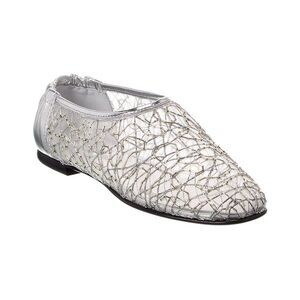 Simkhai Eden Metallic Lace Mesh & Leather Ballet Flat, Silver